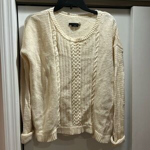 Beautiful Alice + Olivia white cream cable knit sweater 100% wool